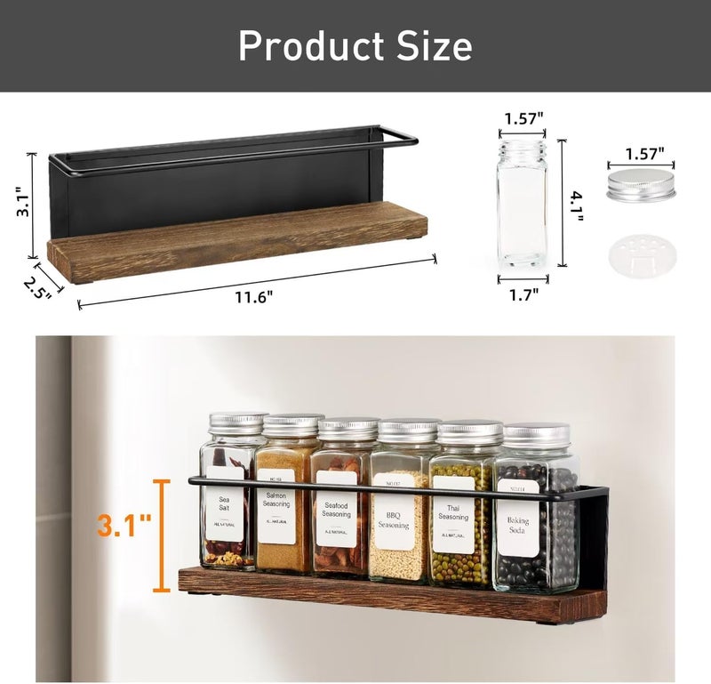 KitHero Magnetic Spice Rack with 24 Jars, 216 Labels, 1 Steel Funnel for Refrigeratorï¼ŒMicrowave Oven - Full Set of Spice Organizer - Image 3