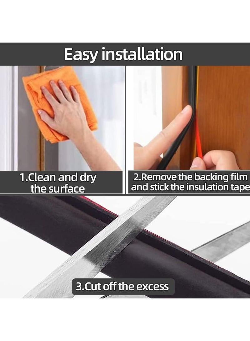 KASTWAVE Door Weather Stripping Door Seal Strip,19.7 Feet Self-Adhesive Rubber Door Insulation Weather Strip for Window and Door Soundproofing D Shape - Image 4