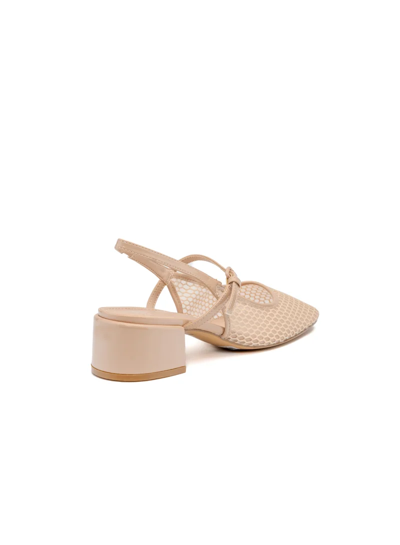 Bata Beige Pointed Slingback Block‑Heel Shoes for Women | Best Price UAE