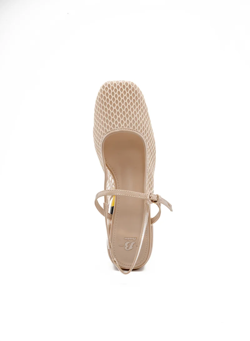 Bata Beige Pointed Slingback Block‑Heel Shoes for Women | Best Price UAE