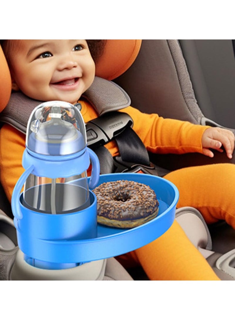 Car Snack Tray with Cup Holder, Stay Organized, Child Car Seat Accessory, Less Mess, Universal Expander Tray for Car Food Eating, Suitable for Adults, Toddlers, Babies from 3 Months, Travel Road Trip Must-Have, Sky Blue - Image 2