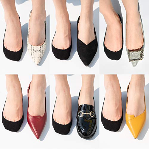 SIXDAYSOX Black No Show Socks Women 4 Pairs Super Invisible Rubber Heel Cotton Socks for Flats Loafer Socks Size 9-11(Black) - Image 5