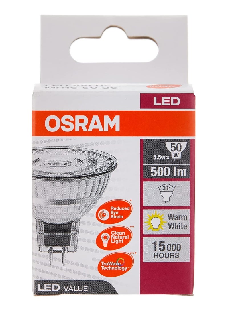 OSRAM LED VALUE MR16 50 5.5W GU5.3 DAY LIGHT, OS-LEDV-MR16-5.5W-DL - Image 3