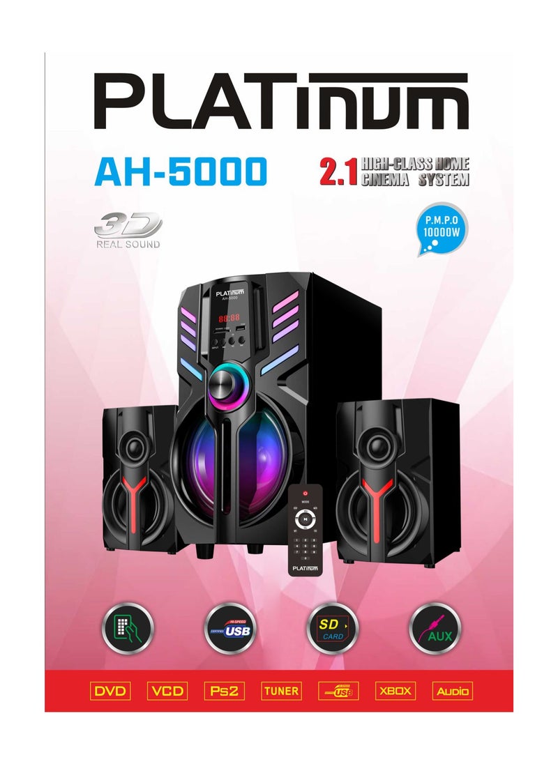 Platinum Subwoofer For Computer with Bluetooth Connection - AUX Cable - Memory Card port - USB port And Remote Control Model AH-5000  - Image 2