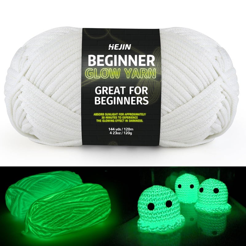120g Glow in The Dark Yarn for Crocheting and Knitting 120m144yds Yarn for Beginners with EasytoSee Stitches WorstedWeight Medium 4 Yarn for Beginners Crochet Kit Making