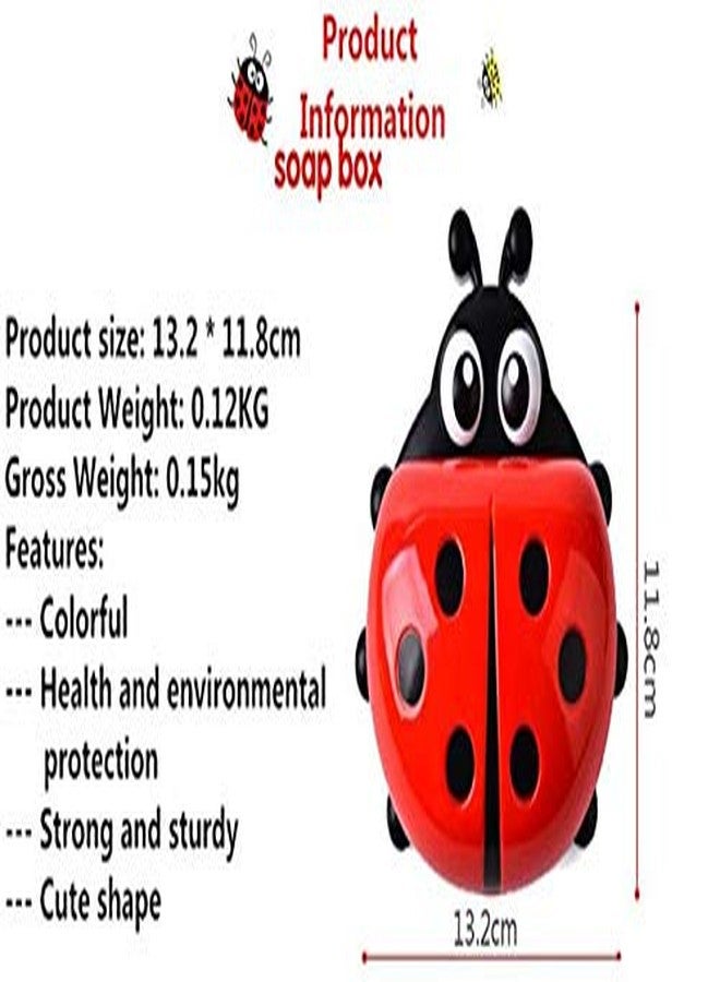 Gugzy Cute Lady Bug Soap Box Holder with Cover Bathroom Storage Shelves Racks Floor Type Kitchen Sponge Drain Holder Accessories Supplies (Red) - Image 2