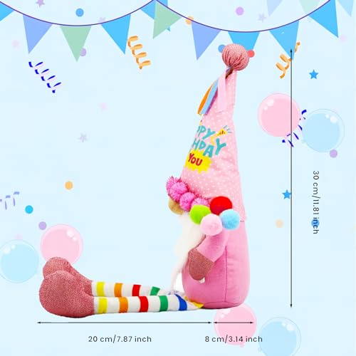 Gwindrise Birthday Gnome Plush Pink, Birthday Gifts for Women, Happy Birthday Gnomes Gifts for Mom Sisters Daughter Girls Kids Best Friend Her, Large Birthday Gnome Party Tiered Tray Table Decor - Image 4