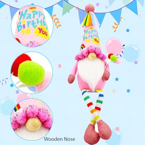 Gwindrise Birthday Gnome Plush Pink, Birthday Gifts for Women, Happy Birthday Gnomes Gifts for Mom Sisters Daughter Girls Kids Best Friend Her, Large Birthday Gnome Party Tiered Tray Table Decor - Image 2