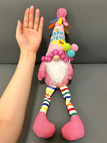 Gwindrise Birthday Gnome Plush Pink, Birthday Gifts for Women, Happy Birthday Gnomes Gifts for Mom Sisters Daughter Girls Kids Best Friend Her, Large Birthday Gnome Party Tiered Tray Table Decor - Image 5