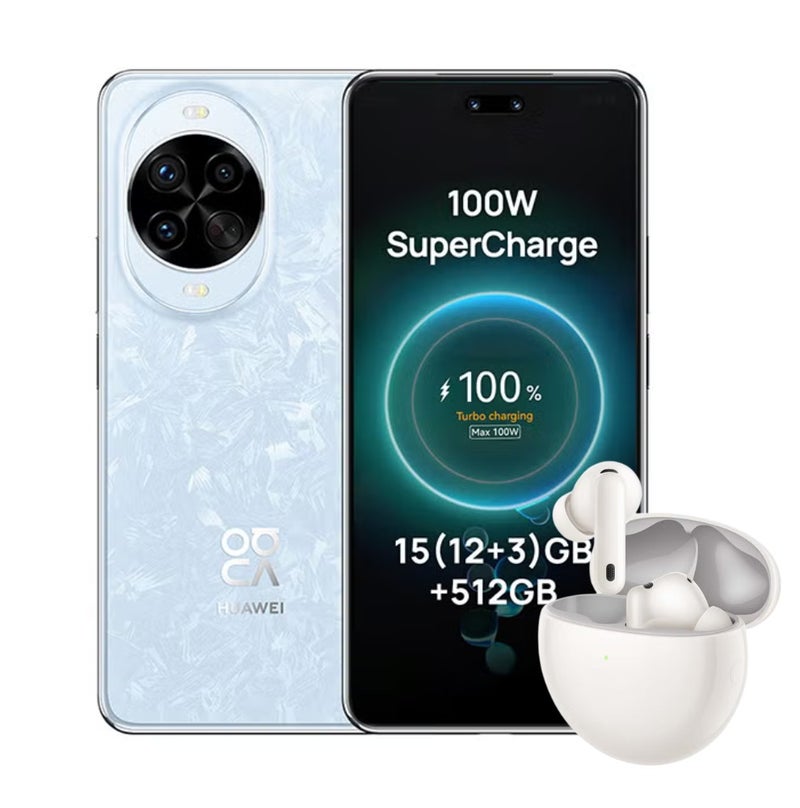 HUAWEI نوفا 14 برو ثنائي الشريحة كريستال أزرق 12 جيجابايت 512 جيجابايت 4G - نسخة الشرق الأوسط وحزمة HUAWEI FreeBuds 7i البيضاء - Image 1