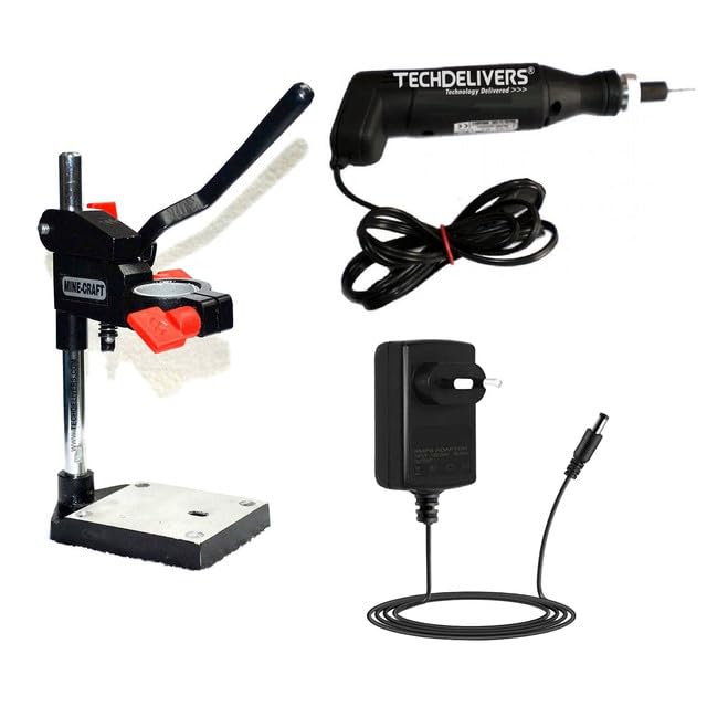 TECHDELIVERS حامل مثقاب TECHDELIVERS لآلة المثقاب اليدوي مع محول الطاقة ومجموعة بت مثقاب PCB - Image 1