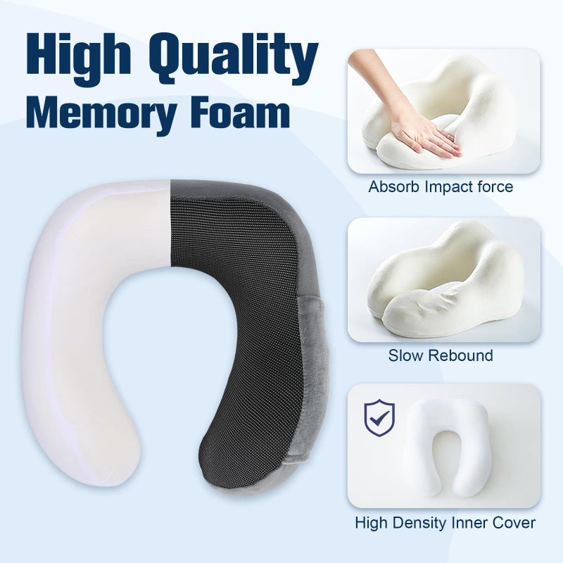 Cirorld Neck Pillow for Traveling, Travel Pillows for Airplanes,100% Pure Memory Foam Travel Neck Pillow, Adjustable Flight Pillow, Portable Plane Accessories with Eye Mask, Earplugs, Carry Bag - Image 5