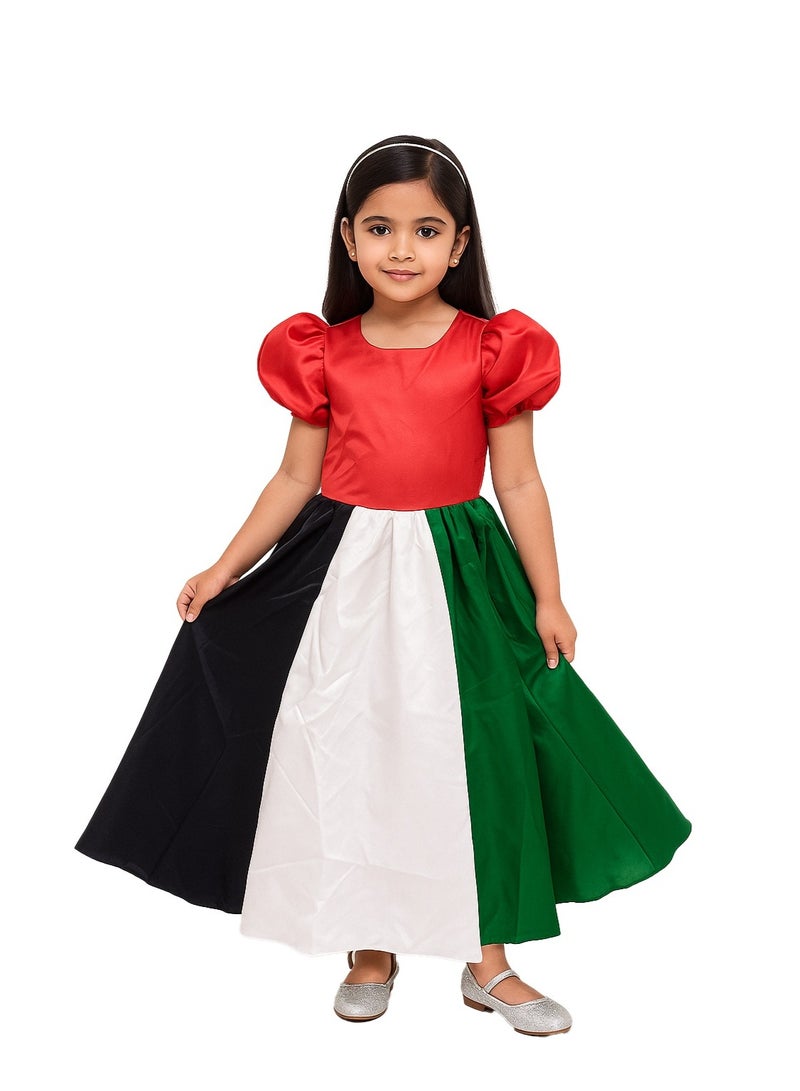 المنزل الذكي هوم سمارت فستان بنقشة علم اليوم الوطني للبنات احتفلي باليوم الوطني لدولة الإمارات العربية المتحدة بأناقة الزي الوطني لدولة الإمارات العربية المتحدة للمناسبات الوطنية الاحتفالية - Image 1