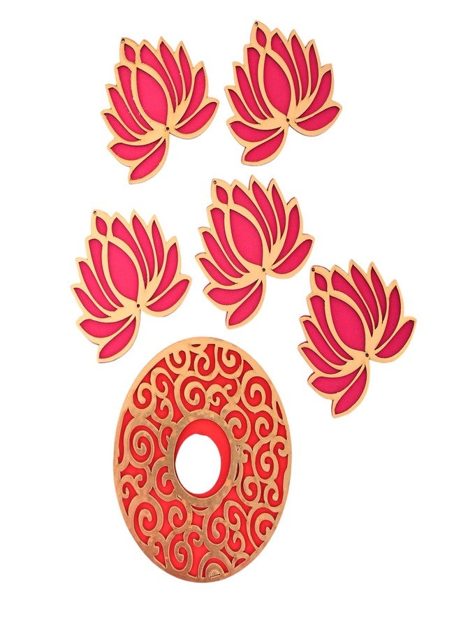CRAFTAM Decorative MDF Cutting Lotus Tea Light Candle Holder Set for Home Décor | Diwali Decoration, Pooja, Festive Lighting & Gift Item - Set of 6 - Image 3