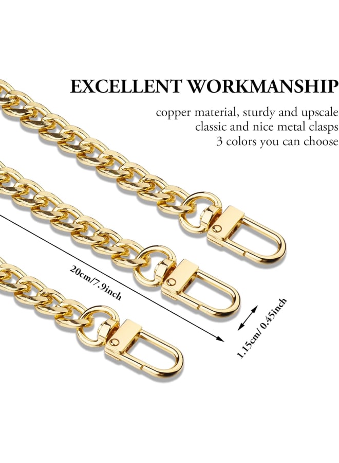Prasacco 3 Pieces Purse Chain with Metal Buckles,20CM Gold Short Bag Chain Bag DIY Purse Making Replacement Strap Handbag Purse Strap Extender for Wallet Clutch Shoulder Bag  - Image 5