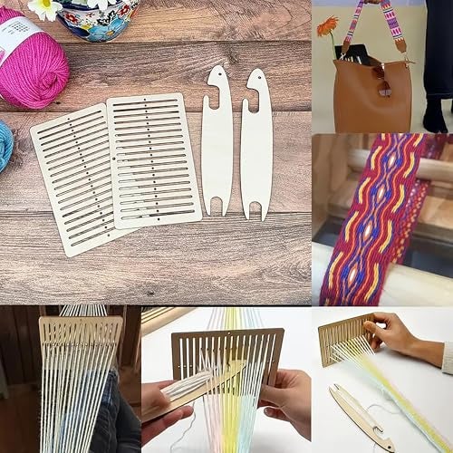 Cliths Wooden Weaving Loom Kit for DIY Craft Includes Rectangle Looms Shuttles Embroidery Yarn Loom Set for Beginners - Image 4
