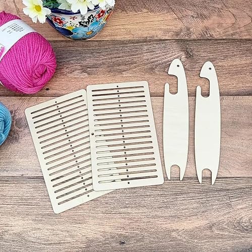 Cliths Wooden Weaving Loom Kit for DIY Craft Includes Rectangle Looms Shuttles Embroidery Yarn Loom Set for Beginners - Image 5