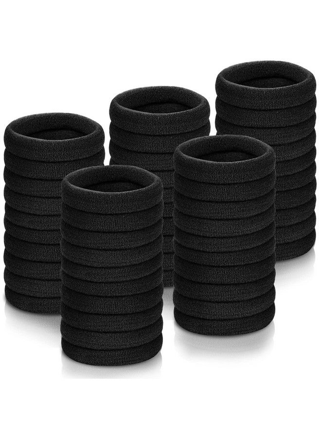 IKOCO Black Cotton Hair Ties Ikoco 50Pcs Seamless Hair Bands Ponytail Holders Thick Hair No Damage Hair Ties For Women And Men - Image 2