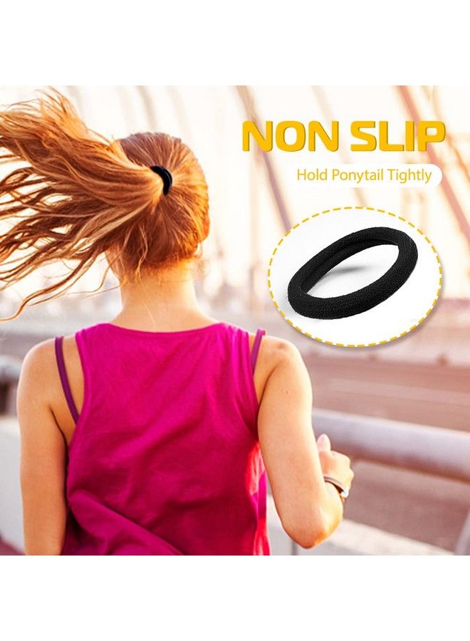 IKOCO Black Cotton Hair Ties Ikoco 50Pcs Seamless Hair Bands Ponytail Holders Thick Hair No Damage Hair Ties For Women And Men - Image 3