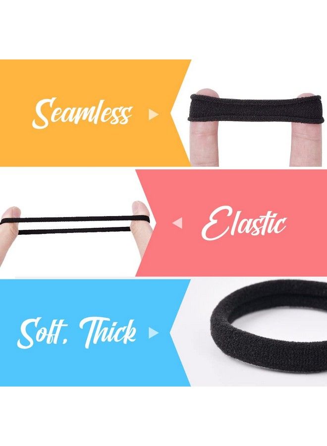 IKOCO Black Cotton Hair Ties Ikoco 50Pcs Seamless Hair Bands Ponytail Holders Thick Hair No Damage Hair Ties For Women And Men - Image 4