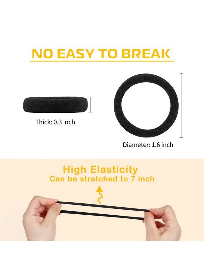 IKOCO Black Cotton Hair Ties Ikoco 50Pcs Seamless Hair Bands Ponytail Holders Thick Hair No Damage Hair Ties For Women And Men - Image 5