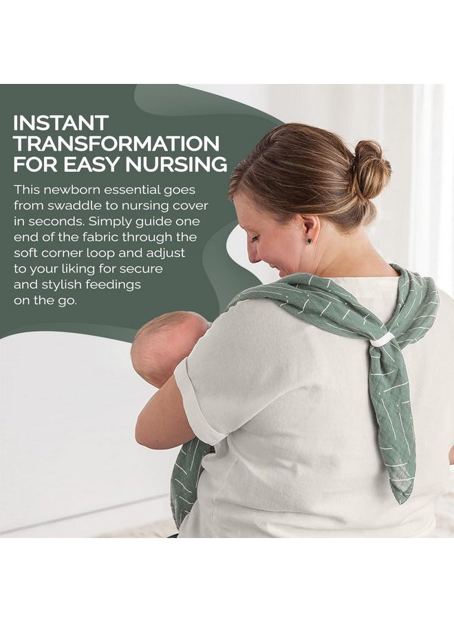 Itzy Ritzy - Breastfeeding Boss Multi-Use Cover - A Nursing Cover, Swaddle, Car Seat Cover, Tummy Time Mat & Burp Cloth All In One - Made Of Soft Muslin Fabric & Measures 47” X 47” (Sage Mudcloth) - Image 1
