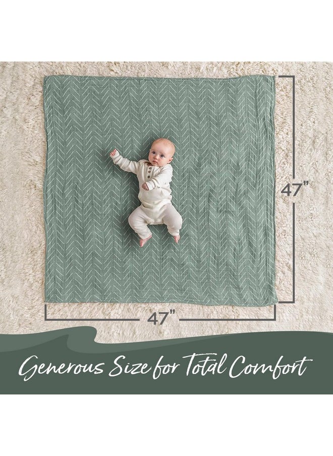 Itzy Ritzy - Breastfeeding Boss Multi-Use Cover - A Nursing Cover, Swaddle, Car Seat Cover, Tummy Time Mat & Burp Cloth All In One - Made Of Soft Muslin Fabric & Measures 47” X 47” (Sage Mudcloth) - Image 1