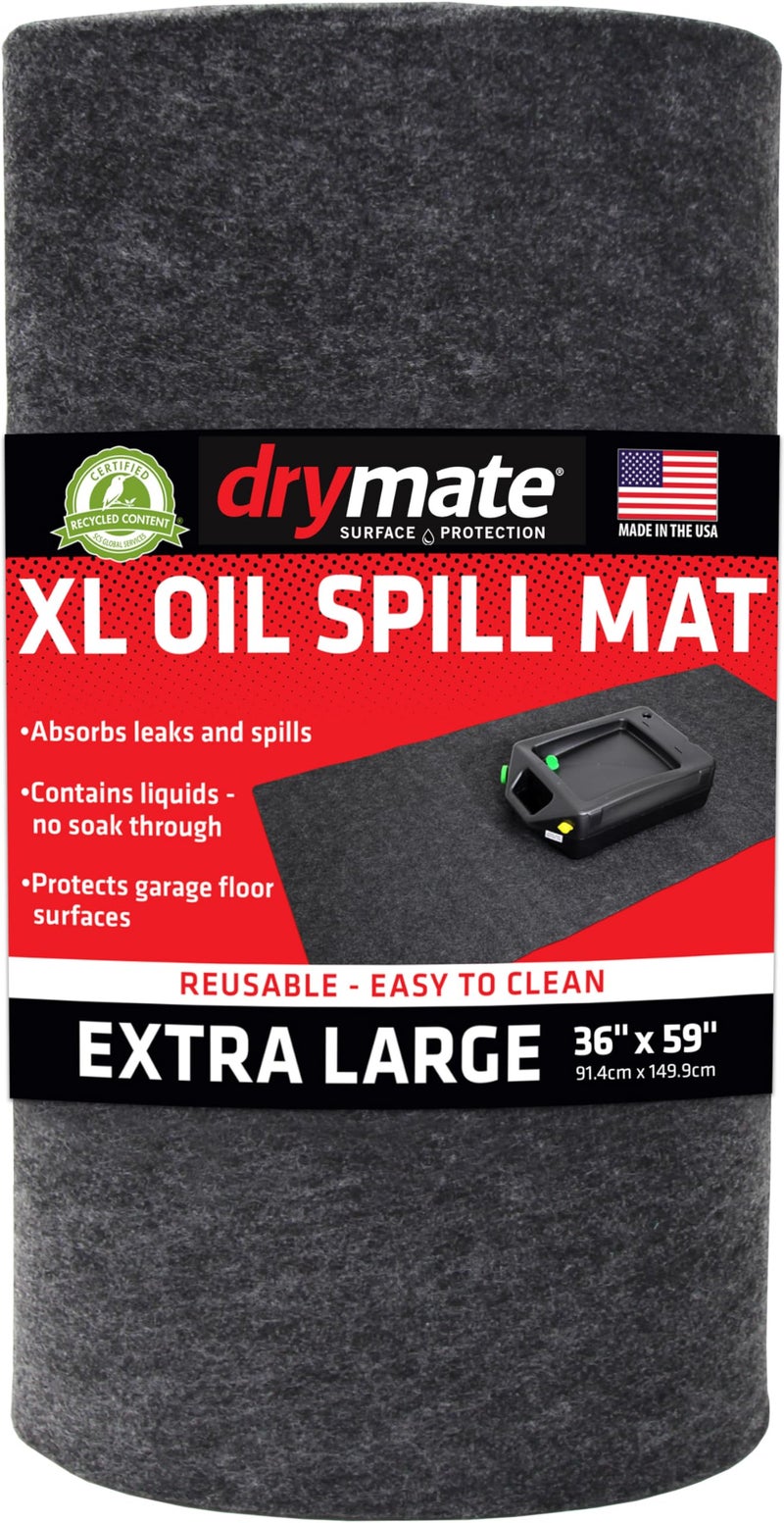 Drymate XL Oil Spill Mat 36 x 59 Premium Absorbent Oil Pad Reusable Washable Durable Waterproof Backing Contains Liquids Protects Garage Floor Surface USA Made