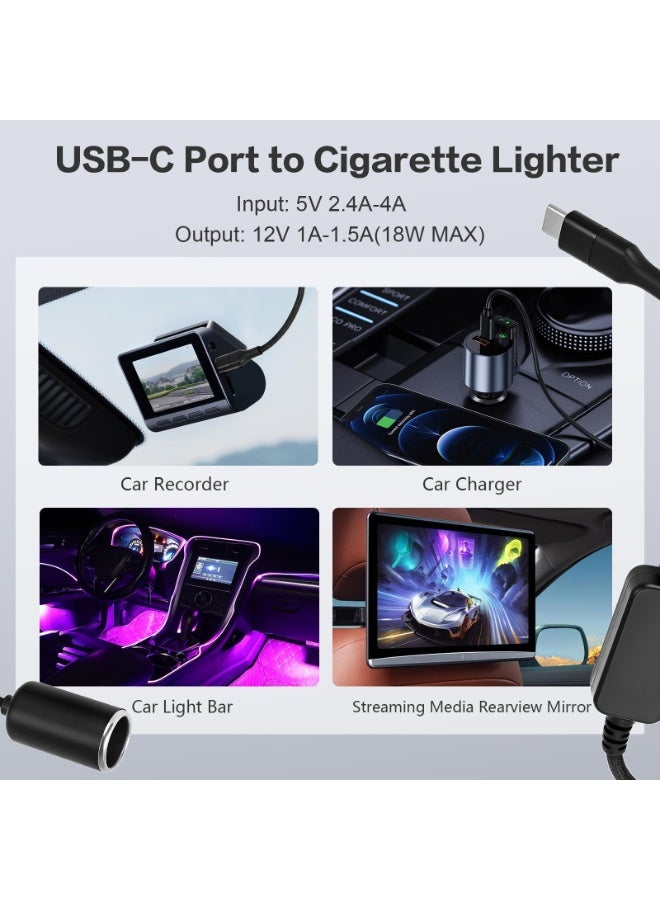 OSHIMA USB C to 12V Adapter, USB C to 12V Cigarette Lighter Adapter, Type C Male to Cigarette Lighter Socket Female Cable, Cable for Car Led Light Strips - Image 3