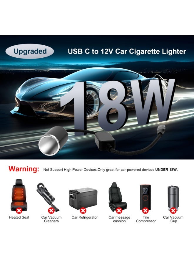 OSHIMA USB C to 12V Adapter, USB C to 12V Cigarette Lighter Adapter, Type C Male to Cigarette Lighter Socket Female Cable, Cable for Car Led Light Strips - Image 4