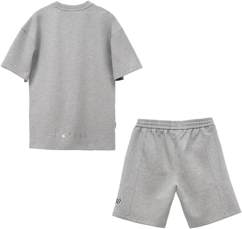 سيدرو Cedro Men's Oversize Graphic Tee & Shorts Set in Grey