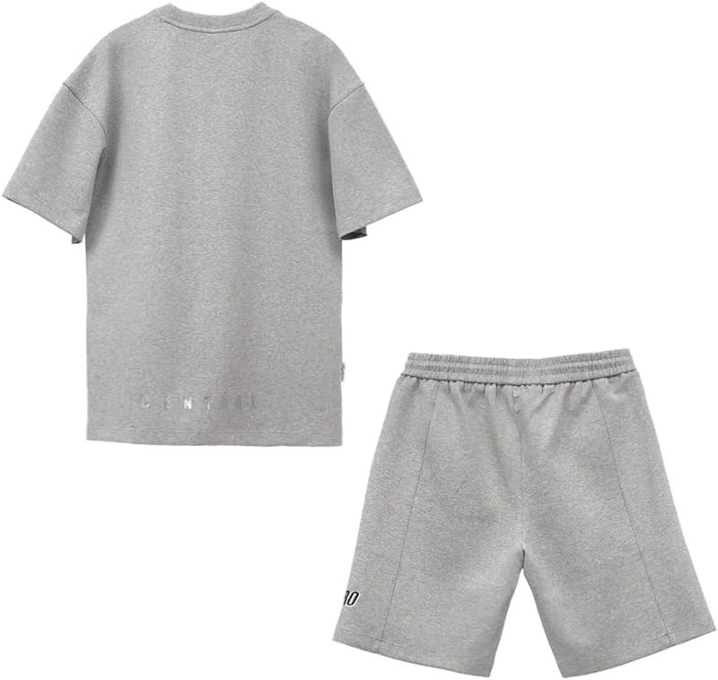 Cedro Men's Oversize Graphic Tee & Shorts Set in Grey - Image 2