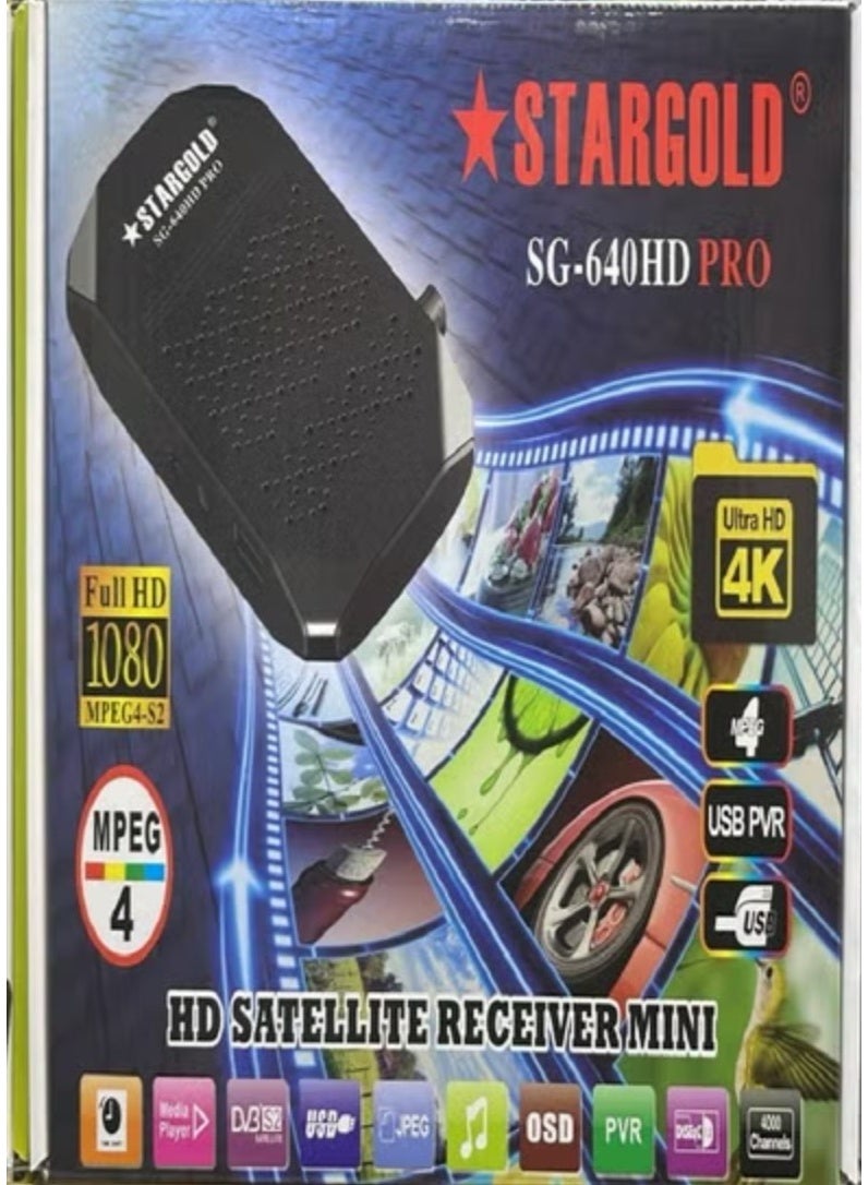Stargold Mini HD Audio and Video Satellite Receiver Full HD 4K With 4000 Channels, EPG, MPEG-2/4, OSD, Blind Scan/auto Scan, Support USB PVR - Image 1
