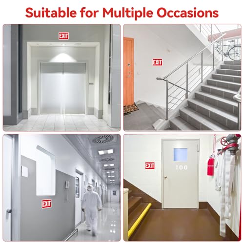 Frohllia (2 Pack) Exit Signs, Aluminum Exit Sign with Red Background, Exit Sign for Door and Wall Mount - High Visibility Reflective Safety Signs, Easy to Install (Red Exit Signs, 8 x 6 inches) - Image 3