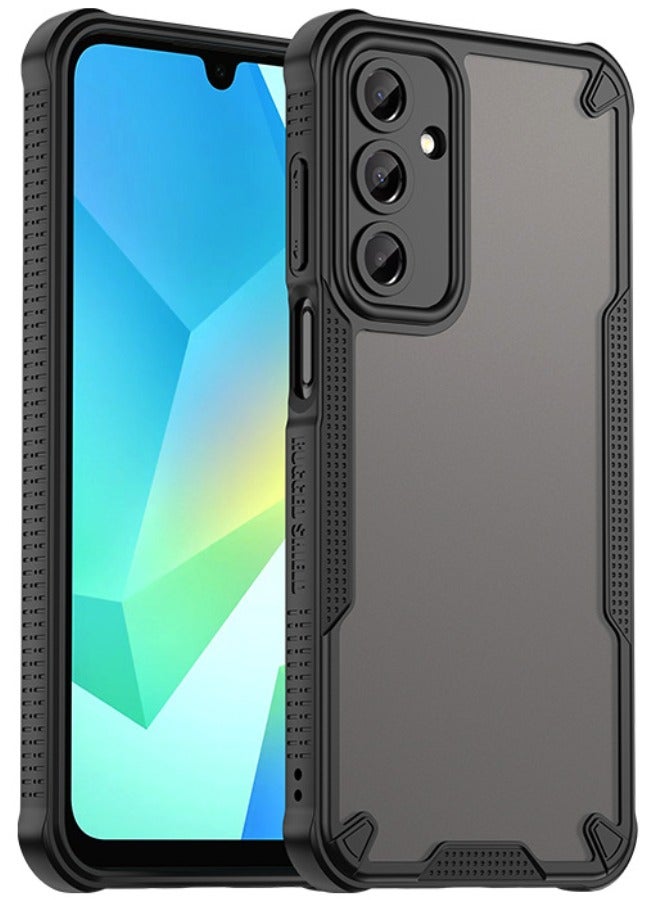 RUGGED SHIELD Samsung Galaxy A16 Cover, Four Corners Airbag Shockproof Drop Proof Case, 360° Full Protection, Side Anti-Slip Strips, Slim Frosted Phone Case for Samsung Galaxy A16 5G/4G, Black