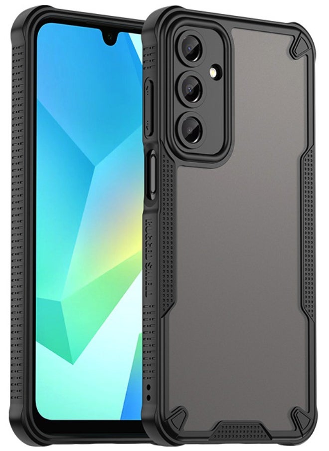 RUGGED SHIELD Samsung Galaxy A16 Cover, Four Corners Airbag Shockproof Drop Proof Case, 360° Full Protection, Side Anti-Slip Strips, Slim Frosted Phone Case for Samsung Galaxy A16 5G/4G, Black  - Image 1