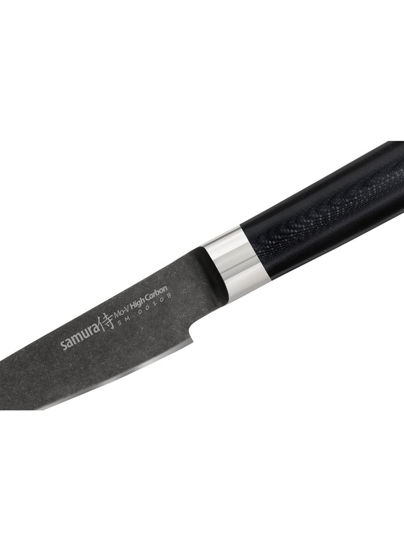 Samura MO‑V Stonewash Paring Knife 3.5 inch | AUS‑8 Japanese Steel, 58–59 HRC | G‑10 Handle with Steel Bolster | Small Kitchen Knife for Fruit, Vegetables & Precision Prep | Corrosion Resistant - Image 2