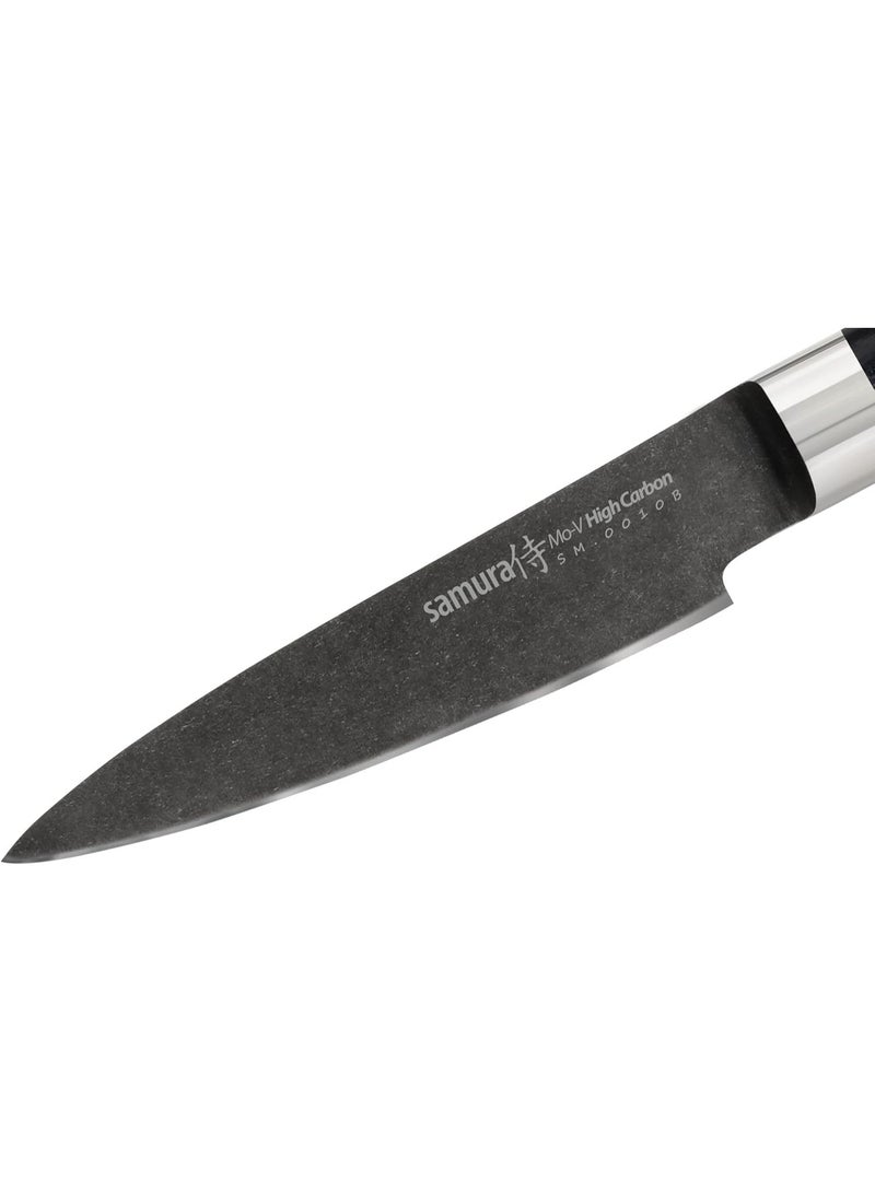 Samura MO‑V Stonewash Paring Knife 3.5 inch | AUS‑8 Japanese Steel, 58–59 HRC | G‑10 Handle with Steel Bolster | Small Kitchen Knife for Fruit, Vegetables & Precision Prep | Corrosion Resistant - Image 3