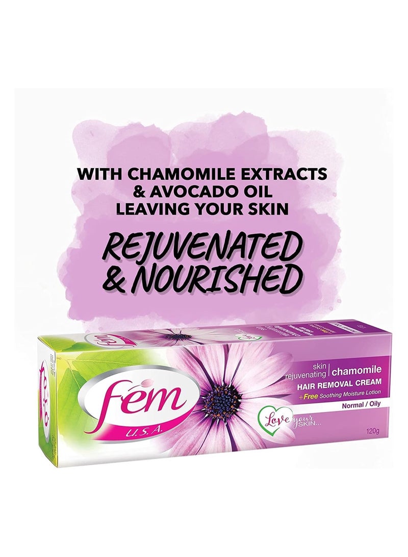 فيم كريم إزالة الشعر من فيم يو اس ايه، بالبابونج المجدد لتجديد البشرة مع لوشن العناية بالبشرة وموازنة درجة الحموضة، عبوة من قطعتين، 120 جرام - Image 2