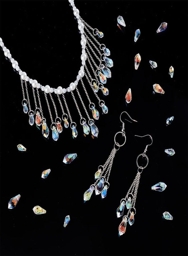 AHANDMAKER 48 Pcs Crystal Beads, 4 Style Clear Crystal Grid Teardrops AB Top Drilled Faceted Glass Beads Chandelier Dangle Pendant for DIY Jewelry Craft Making Suncatcher Home Decor - Image 5