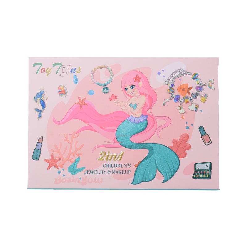 علبة مكياج للبنات حورية البحر و المجوهرات 2 في 1 - F2023 - Image 1
