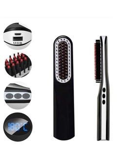 General Wireless Rechargeable Hair Straightener Brush Lightweight and Portable Ceramic Negative Ion Beard Comb Straight Rechargeable Hair Straightener USB  - Image 3