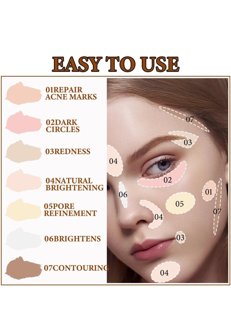 Captaintech Contour Palette,Concealer Cream Contour Makeup Palette,Contouring Foundation Highlighting Makeup Kit with Brush - Image 2