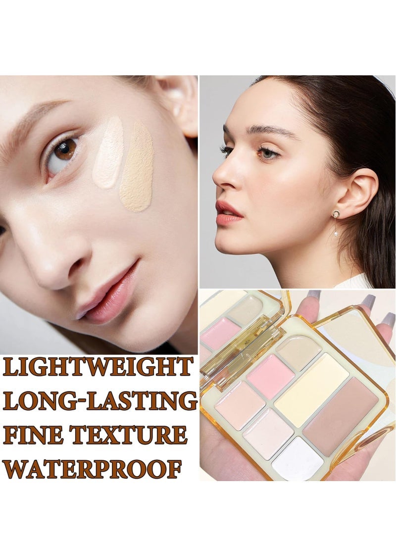 Captaintech Contour Palette,Concealer Cream Contour Makeup Palette,Contouring Foundation Highlighting Makeup Kit with Brush - Image 4