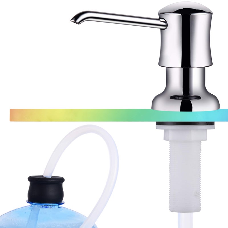 Sink Soap Dispenser for Kitchen Sink Chrome Upgrade with 40 Silicone Extension Tube Kit Connect to Your Soap Bottle Directly