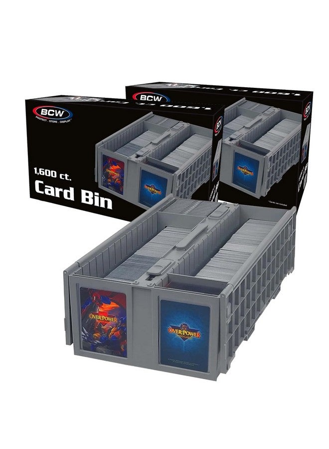 BCW Collectible Card Bin - (2-Pack, Gray) | Holds up to 1600 Cards | Plastic Storage Box for Pokémon, MTG & Sports Cards - Image 1