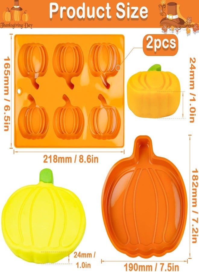 Wavlakth Halloween Pumpkin Silicone Molds for Baking, 3PCS Autumn Harvest Theme Mould Thanksgiving Baking Supplies Pumpkin Cake Pan Fall Soap Molds for Chocolate Candy Cupcake Jelly Wax Melt (Light Orange) - Image 2