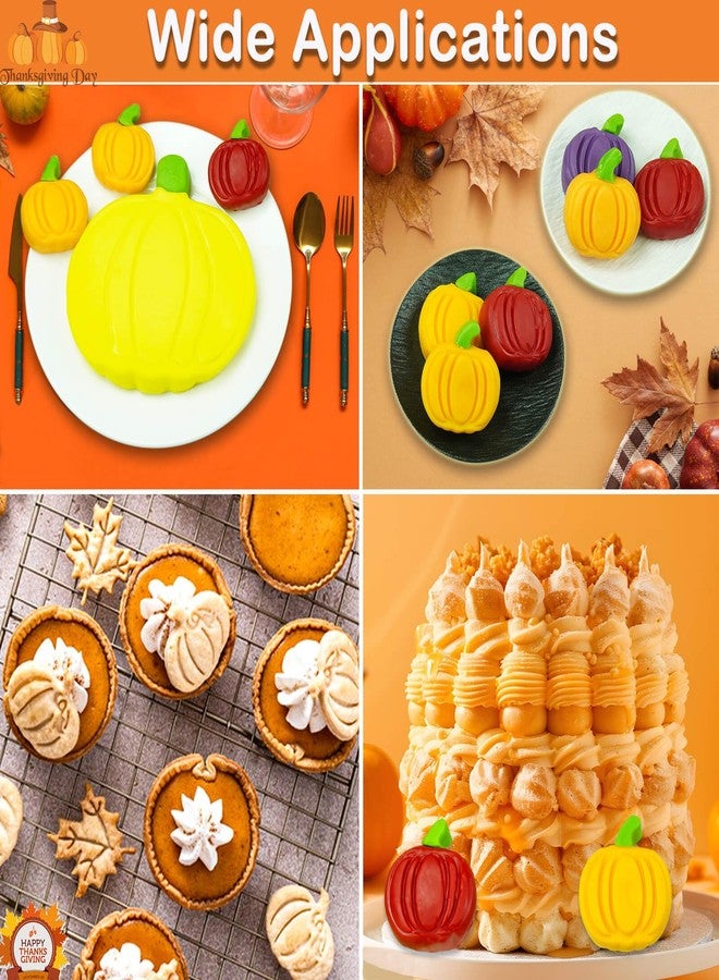 Wavlakth Halloween Pumpkin Silicone Molds for Baking, 3PCS Autumn Harvest Theme Mould Thanksgiving Baking Supplies Pumpkin Cake Pan Fall Soap Molds for Chocolate Candy Cupcake Jelly Wax Melt (Light Orange) - Image 4