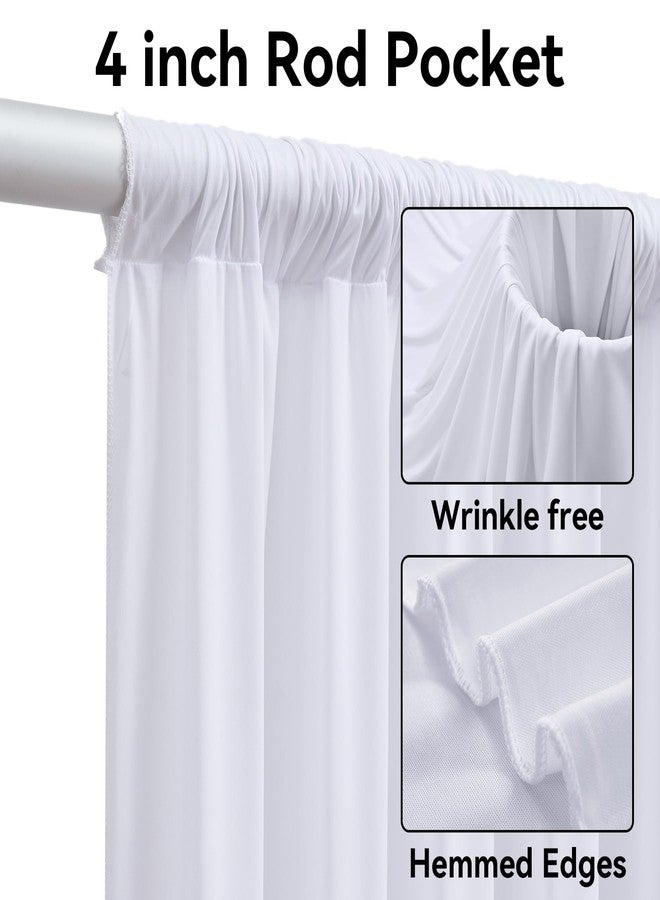 Htper 6 Panels 5x12ft White Backdrop Curtains for Parties, Wrinkle Free Polyester Photo Backdrop Drapes for Weddings Birthday Baby Shower Party Stage Photography Background, 30ft(W) x 12ft(H) - Image 2