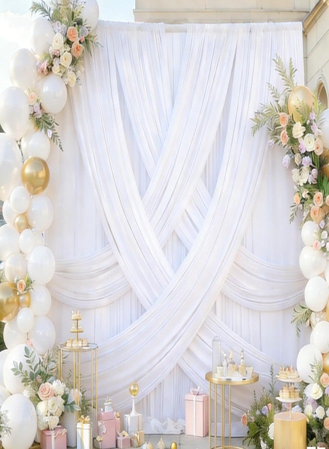 Htper 6 Panels 5x12ft White Backdrop Curtains for Parties, Wrinkle Free Polyester Photo Backdrop Drapes for Weddings Birthday Baby Shower Party Stage Photography Background, 30ft(W) x 12ft(H) - Image 4